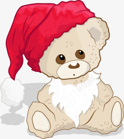 带围脖的小熊卡通带圣诞帽的小熊娃娃高清图片