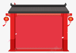 红色房顶的小屋新年元素高清图片