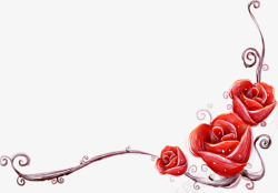 手绘红色玫瑰花朵边框素材