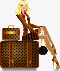 拖行李主色的女孩性感女郎拖行李高清图片