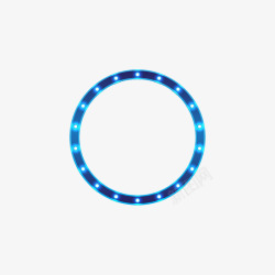 蓝色圆圈霓虹框灯素材