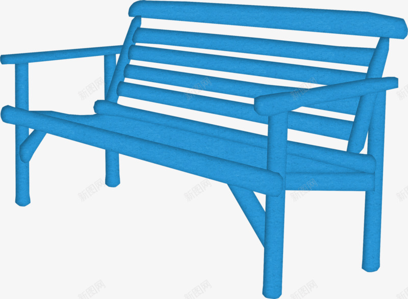 蓝色长椅png免抠素材_新图网 https://ixintu.com 好看 实用 手绘 蓝色
