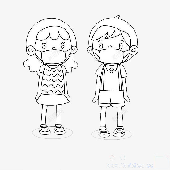 戴口罩的男孩和女孩png免抠素材_新图网 https://ixintu.com 卡通 卫生 口罩 安全 带口罩的人 手绘 过滤 阻碍 预防