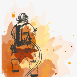卡通人物消防员火里的消防员矢量图高清图片