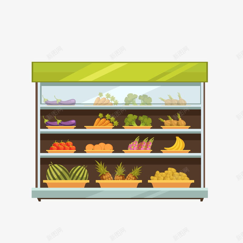 超市冰柜png免抠素材_新图网 https://ixintu.com 冰柜 冷藏 扁平化 水果 超市
