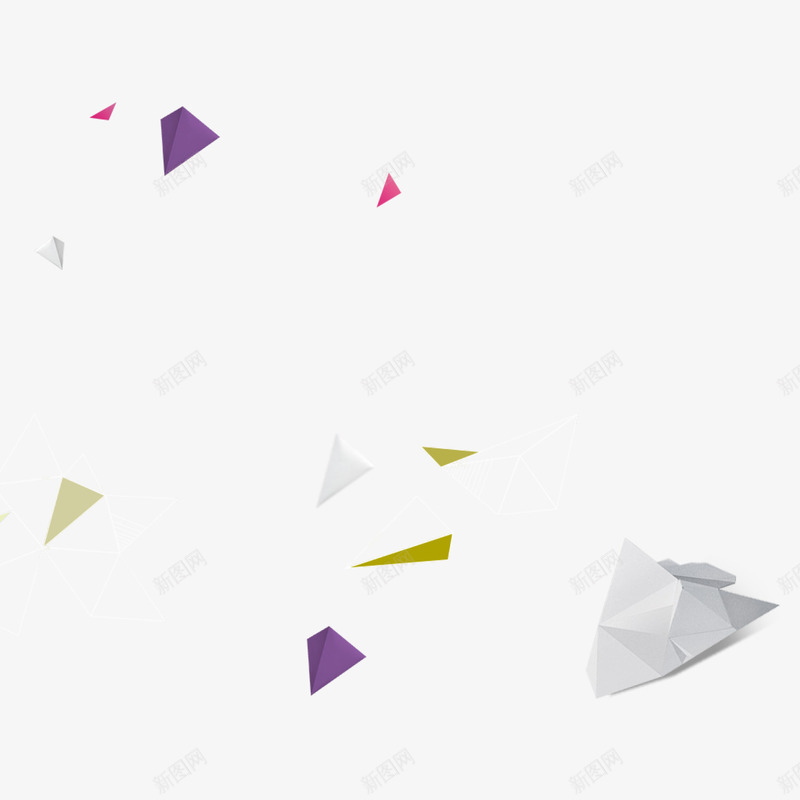 彩色几何三角形png免抠素材_新图网 https://ixintu.com 三角形 几何 商务 图形 彩色 扁平化 电商 线稿