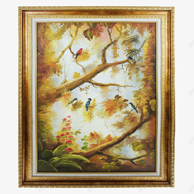 树上的鸟儿png免抠素材_新图网 https://ixintu.com 北欧风格 家具家居 树木 欧式画框 油画鸟 装饰