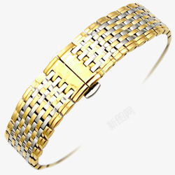代用品牌表带间黄金色手表钢带高清图片