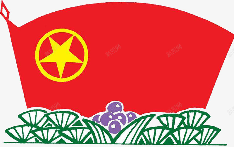 鲜艳的团旗和花草png免抠素材_新图网 https://ixintu.com 团旗 红色 花草 鲜艳