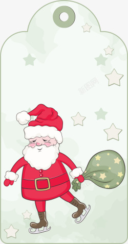 绿色吊卡圣诞节可爱圣诞老人高清图片