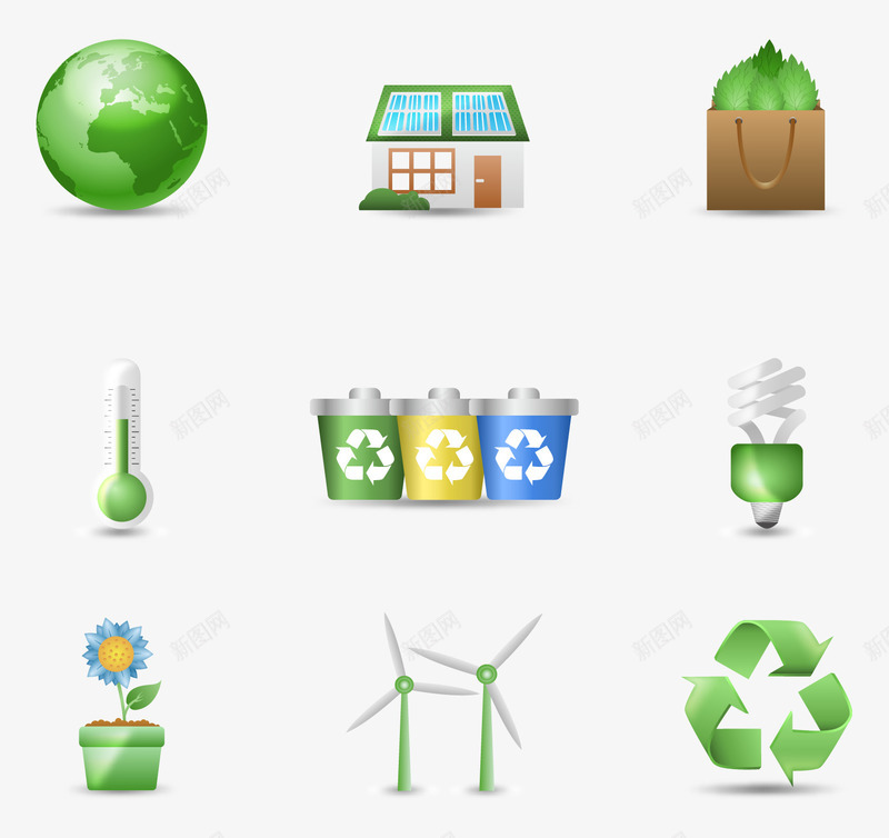9款精美生态环保图标png_新图网 https://ixintu.com 回收 环保图标 环保矢量 生态环保 精美图标 绿色
