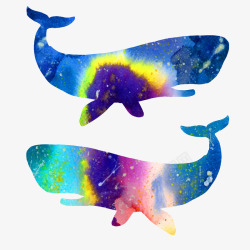 彩色鲸鱼两头素材