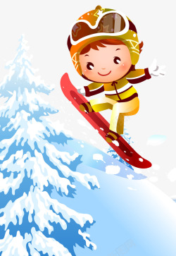 小孩子寒假旅游滑雪卡通插画素材