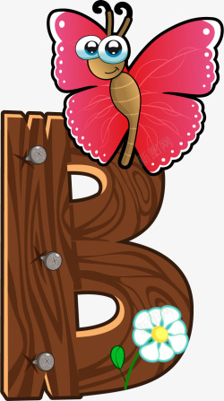 英文字母B卡通木板动物字母B高清图片