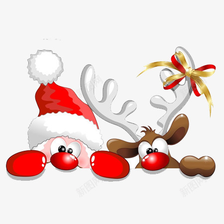 卡通圣诞老人麋鹿丝带创意png免抠素材_新图网 https://ixintu.com 丝带 创意 卡通 圣诞老人 麋鹿