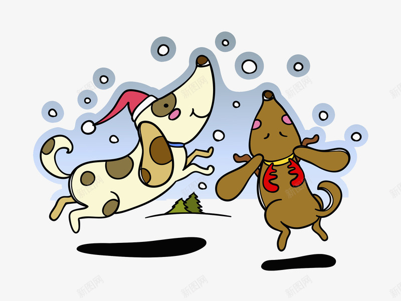 卡通狗年圣诞节图png免抠素材_新图网 https://ixintu.com 圣诞节 圣诞节装饰 小狗 欢快的 狗年 跳跃的