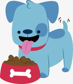 吃饭的狗可爱蓝色小狗高清图片