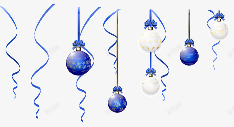 漂浮彩带漂浮彩蛋png免抠素材_新图网 https://ixintu.com 圣诞节 漂浮彩带 漂浮彩蛋 球 蓝色彩带