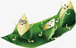 奔跑的粽子竹叶上奔跑的粽子高清图片