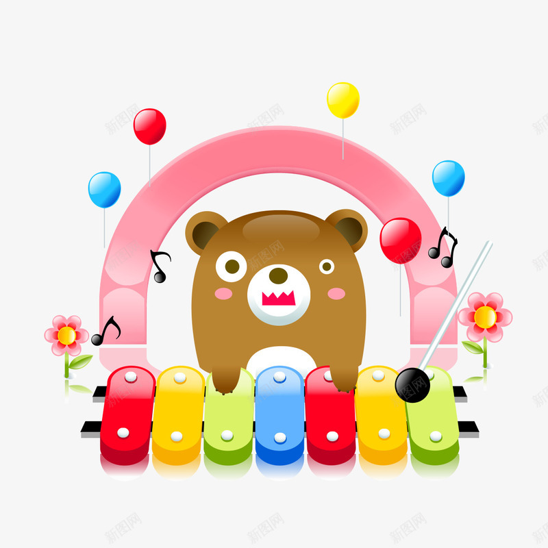 小熊弹钢琴png免抠素材_新图网 https://ixintu.com 卡通 卡通熊猫 熊猫 钢琴