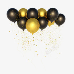 黑金配色海报黑金风格漂浮气球C4D立体海报装饰高清图片