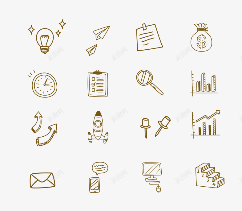 手绘常用图标png_新图网 https://ixintu.com 图标 手绘 灯 飞机