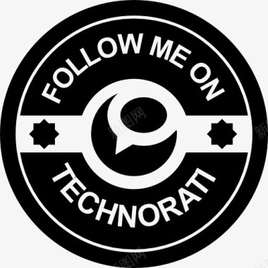 跟随我的Technorati的复古徽章图标图标