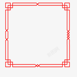 中国风浮雕立体红色古典正方形边素材