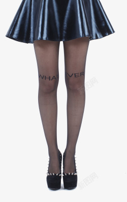 蓝色亮面小短裙黑色丝袜女性腿部高清图片