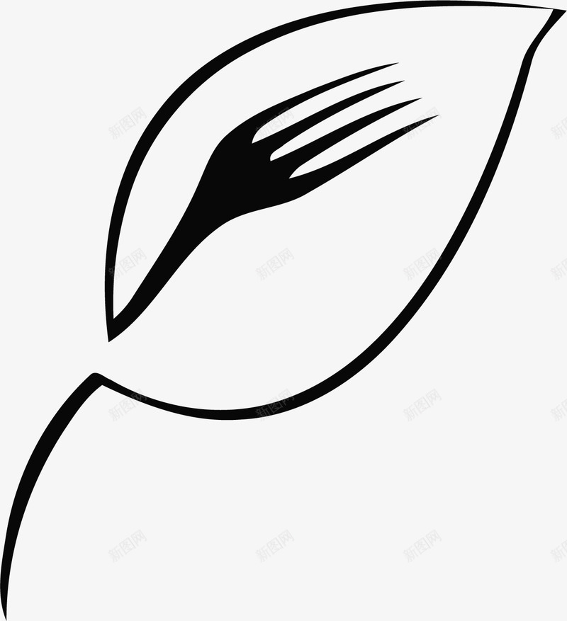 简约创意叉子勺子厨房logo矢量图图标ai_新图网 https://ixintu.com 刀子 创意 厨具 厨房logo 叉子 叶子 吃饭 标志 简约 美食 黑色 矢量图