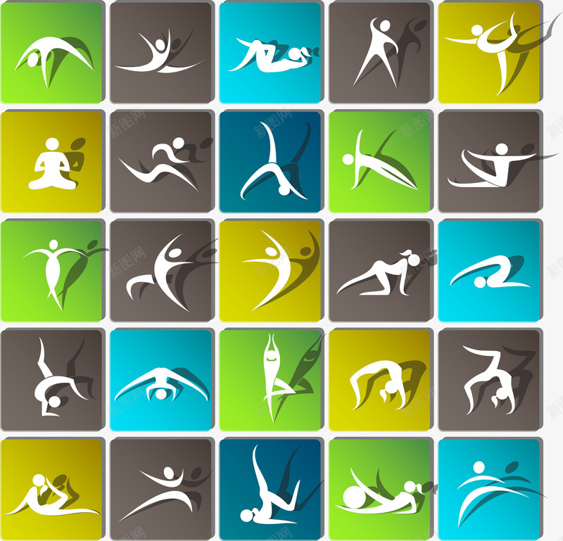 精美瑜伽运动图标矢量图ai_新图网 https://ixintu.com 体育 健身 瑜伽 精美 运动图标 运动小图标 矢量图