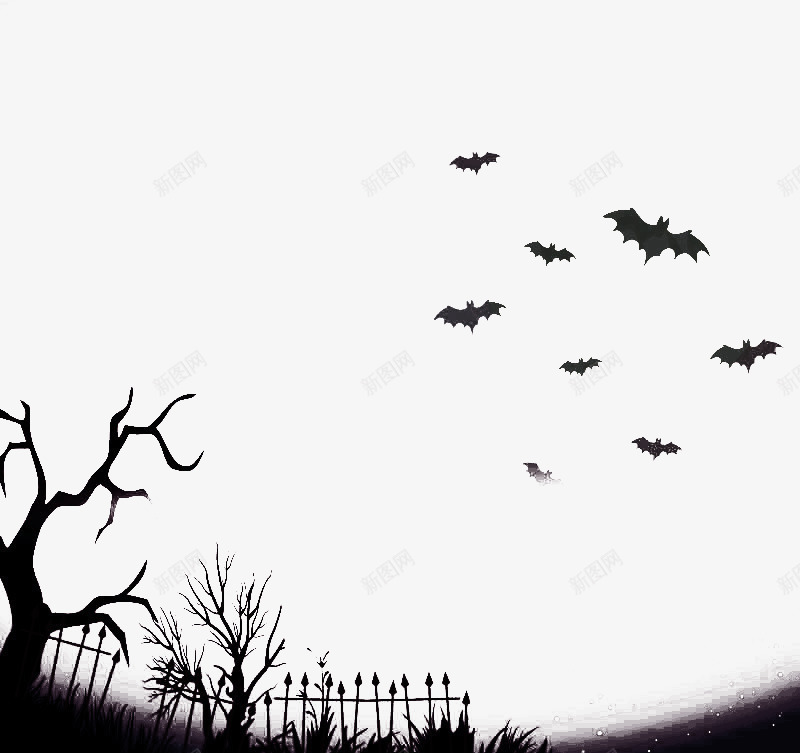 万圣节荒野夜晚png免抠素材_新图网 https://ixintu.com 万圣节 夜晚 荒野 蝙蝠