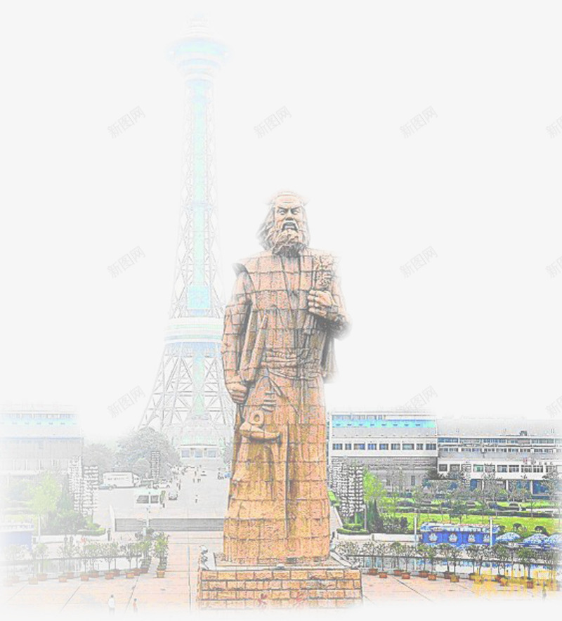 建筑png免抠素材_新图网 https://ixintu.com 插图 炎帝建筑 背景 铁塔