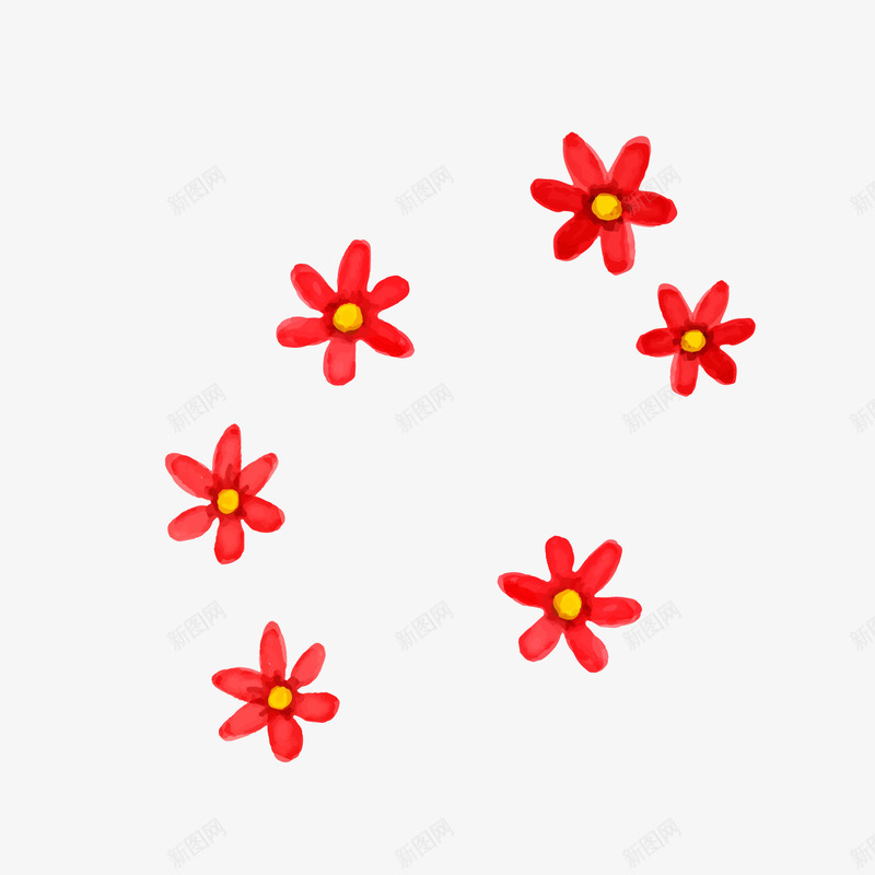 红色花朵png免抠素材_新图网 https://ixintu.com PNG图 PNG图下载 创意卡通 卡通插图 小红花 插图 红色花朵