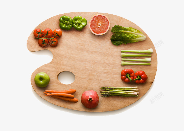 创意食物调色板png免抠素材_新图网 https://ixintu.com 木板 水果 肉类 蔬菜