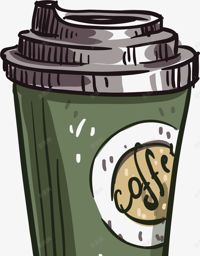 灰绿色杯子的咖啡矢量图ai免抠素材_新图网 https://ixintu.com 休闲 咖啡 塑料杯 抗疲劳 提神 设计 颜色 矢量图