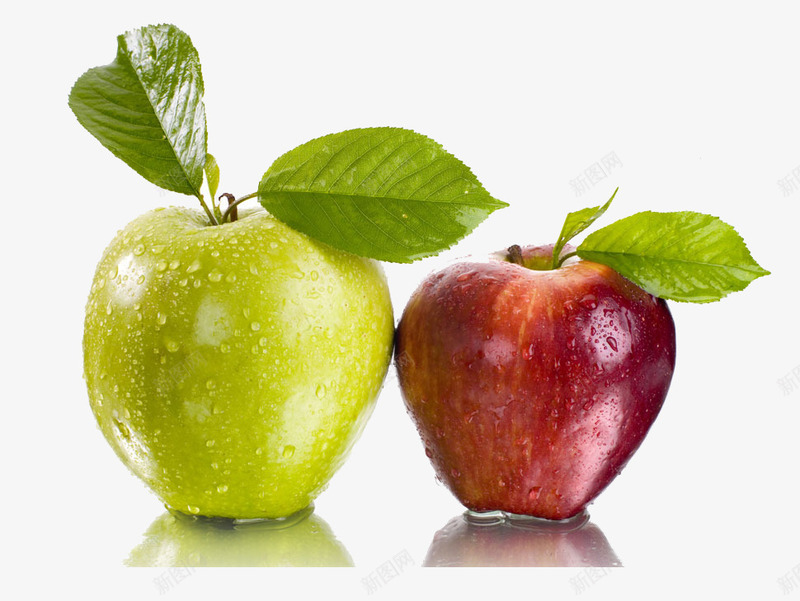洗干净了的新鲜苹果png免抠素材_新图网 https://ixintu.com 感觉 水果 水渍 绿叶 苹果
