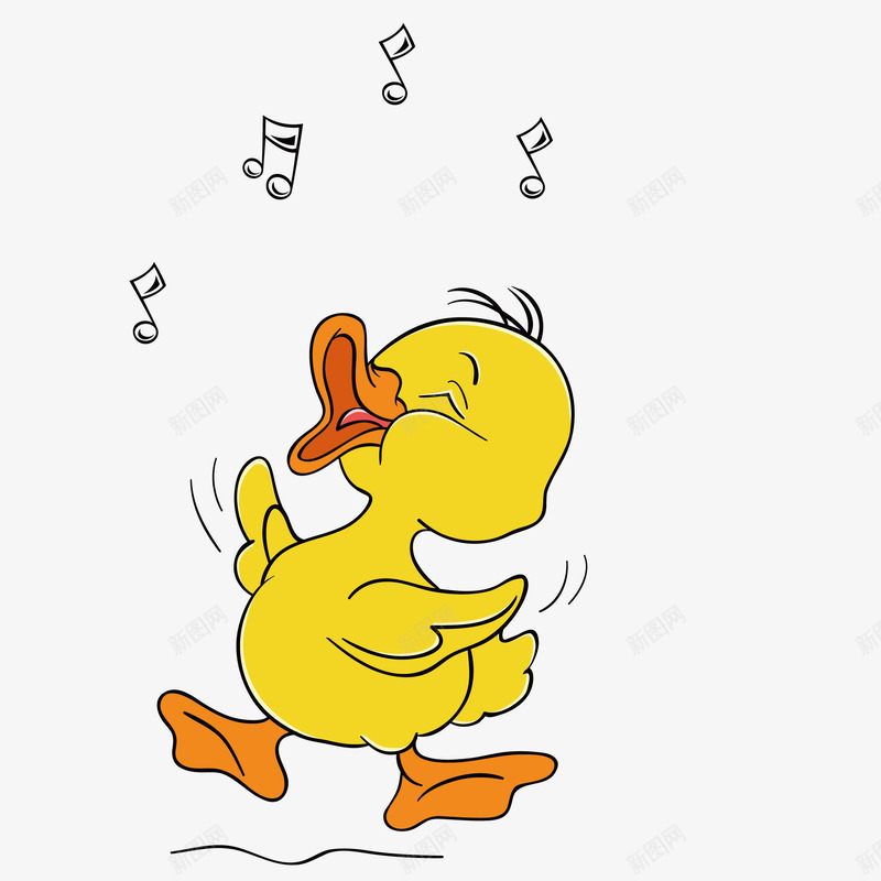 唱歌的小黄鸭png免抠素材_新图网 https://ixintu.com 卡通动物 可爱 唱歌 图示 小黄鸭 开心 插图