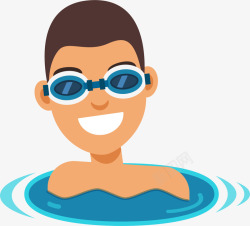 儿童蓝黄泳镜儿童节游泳的男孩高清图片