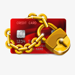 金色银行卡素材创意上锁的银行卡矢量图高清图片