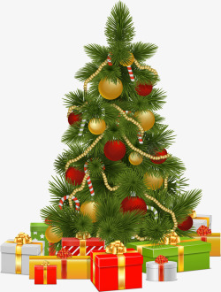 多彩吊球圣诞节绿色圣诞树矢量图高清图片