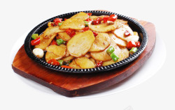 铁板土豆文化蒜香铁板土豆片高清图片