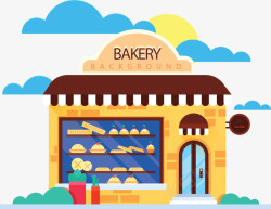 面包店背景街边新鲜美味面包店矢量图高清图片