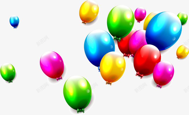 彩色气球群png免抠素材_新图网 https://ixintu.com 喜庆 婚庆 彩色气球 矢量彩色气球群 矢量气球 飘起的气球