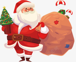 背着礼物的绵羊圣诞老人插画高清图片