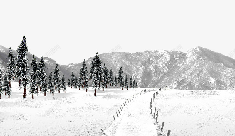 冬天的雪山png免抠素材_新图网 https://ixintu.com 下雪 冬天 冬季 冬景 小路 山 树 白色 雪 雪花