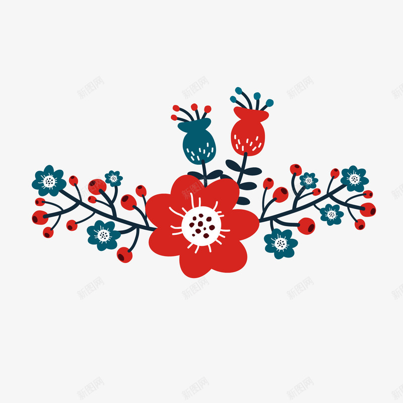 卡通红色花朵png免抠素材_新图网 https://ixintu.com 卡通植物 大红花 女装装饰 红色鲜花 背景装饰