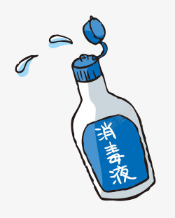 蓝瓶消毒液卡通手绘图素材