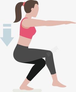 健身运动的人物伸臂提腿下蹲运动矢量图高清图片