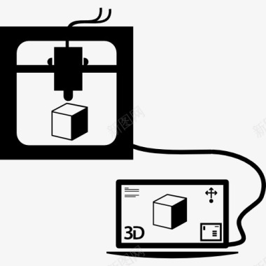 3D打印机连接到电脑打印一个立方体图标图标